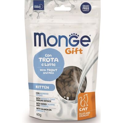 Krmivo pro kočky Monge s pstruhem a mlékem - 60g - Podporuje dentální hygienu Krmivo pro kočky Monge s pstruhem a mlékem - 60g - Podporuje dentální hygienu