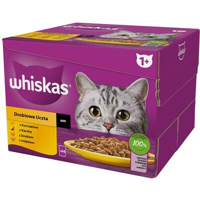 Whiskas Drůbeží hostina krmivo pro kočky - Kuře, Krůta, Kachna - 24x85g Whiskas Drůbeží hostina krmivo pro kočky - Kuře, Krůta, Kachna - 24x85g