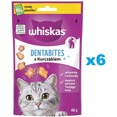 Whiskas Dentabites - Kuřecí zubní pamlsky pro kočky - 6x40g Whiskas Dentabites - Kuřecí zubní pamlsky pro kočky - 6x40g