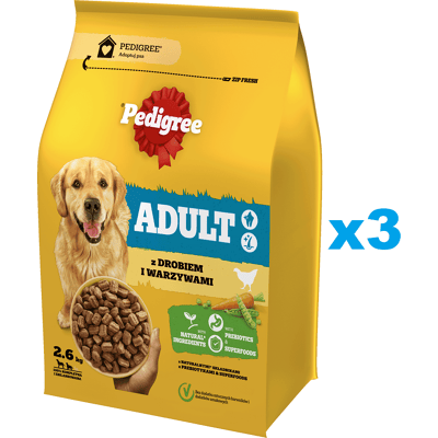 PEDIGREE Adult 3x2,6 kg s drůbeží a zeleninou kompletní krmivo pro psy velkých a středních plemen PEDIGREE Adult 3x2,6 kg s drůbeží a zeleninou kompletní krmivo pro psy velkých a středních plemen