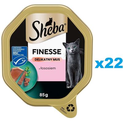 SHEBA Finesse miska 22x85 g kompletní mokré krmivo pro dospělé kočky s lososem v pěně SHEBA Finesse miska 22x85 g kompletní mokré krmivo pro dospělé kočky s lososem v pěně