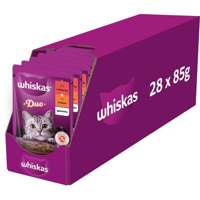 Whiskas Adult - Mokré krmivo s hovězím a drůbeží, 28x85 g Whiskas Adult - Mokré krmivo s hovězím a drůbeží, 28x85 g