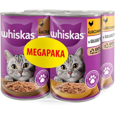 WHISKAS Adult Mix příchutí s kuřetem a kachnou v želé 4x400 g pro dospělé kočky WHISKAS Adult Mix příchutí s kuřetem a kachnou v želé 4x400 g pro dospělé kočky