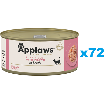 APPLAWS Cat Tuňák a Krevety ve vývaru 72x156 g APPLAWS Cat Tuňák a Krevety ve vývaru 72x156 g