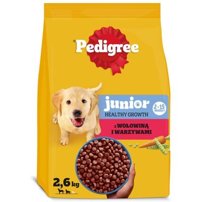 PEDIGREE Junior s hovězím masem a zeleninou 2,6 kg granule pro štěňata středních a velkých plemen PEDIGREE Junior s hovězím masem a zeleninou 2,6 kg granule pro štěňata středních a velkých plemen