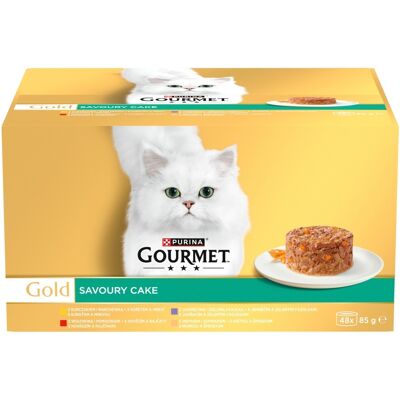 GOURMET Gold Savoury Cake 48x85g s kuřetem, hovězím, jehněčím a krůtím, mokré krmivo pro kočky GOURMET Gold Savoury Cake 48x85g s kuřetem, hovězím, jehněčím a krůtím, mokré krmivo pro kočky