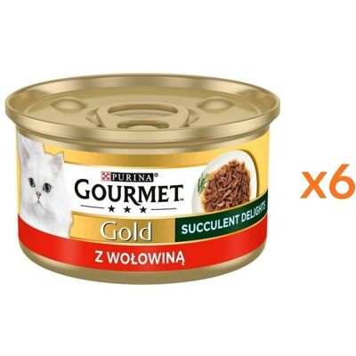 GOURMET Gold Adult Succulent Delights s hovězím masem 6x85g GOURMET Gold Adult Succulent Delights s hovězím masem 6x85g