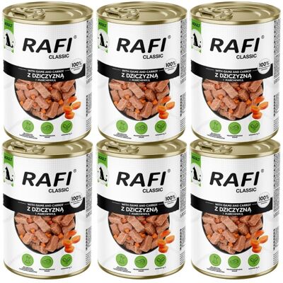 RAFI Classic zvěřina a mrkev v omáčce 6x1240 g konzervy pro psy všech plemen RAFI Classic zvěřina a mrkev v omáčce 6x1240 g konzervy pro psy všech plemen