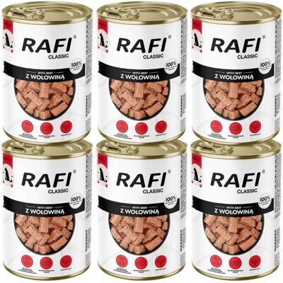 RAFI Classic Hovězí v omáčce 6x1240 g konzervy pro psy všech plemen RAFI Classic Hovězí v omáčce 6x1240 g konzervy pro psy všech plemen