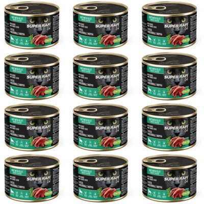 Super RAFI Cat s husím masem a krůtími játry 12x185g konzervy pro kastrované kočky Super RAFI Cat s husím masem a krůtími játry 12x185g konzervy pro kastrované kočky