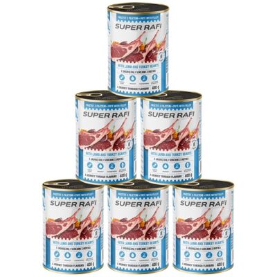 Super RAFI s jehněčím masem a krůtími srdci 6x400 g krmivo pro psy Super RAFI s jehněčím masem a krůtími srdci 6x400 g krmivo pro psy