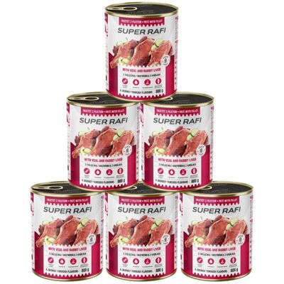 RAFI Super s hovězím masem a králičími játry 6x800g paštika pro psy RAFI Super s hovězím masem a králičími játry 6x800g paštika pro psy
