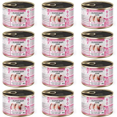 Super RAFI Mini s krůtím masem a králičími játry 12x185g konzervy pro psy malých plemen Super RAFI Mini s krůtím masem a králičími játry 12x185g konzervy pro psy malých plemen