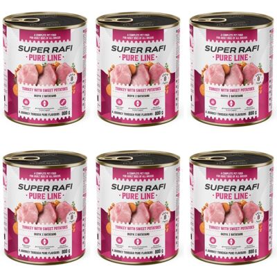 Super RAFI Pure Line krůta s batáty 6x800g konzervy pro psy Super RAFI Pure Line krůta s batáty 6x800g konzervy pro psy