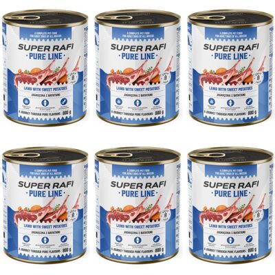 Super RAFI Pure Line jehněčí s batáty 6x800g konzervy pro psy Super RAFI Pure Line jehněčí s batáty 6x800g konzervy pro psy