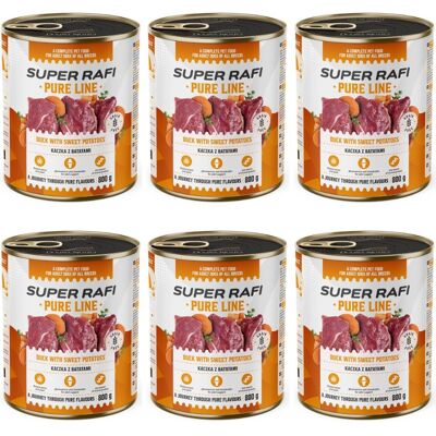 Super RAFI Pure Line kachna s batáty 6x800g konzervy pro psy Super RAFI Pure Line kachna s batáty 6x800g konzervy pro psy
