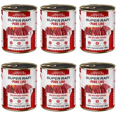 Super RAFI Pure Line hovězí s batáty 6x800g konzervy pro psy Super RAFI Pure Line hovězí s batáty 6x800g konzervy pro psy