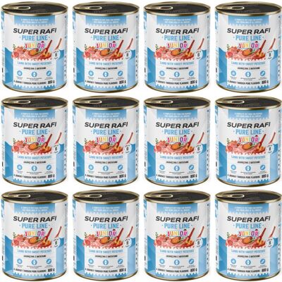 Super RAFI Pure Line Junior jehněčí s batáty 12x800g konzervy pro štěňata a mladé psy Super RAFI Pure Line Junior jehněčí s batáty 12x800g konzervy pro štěňata a mladé psy