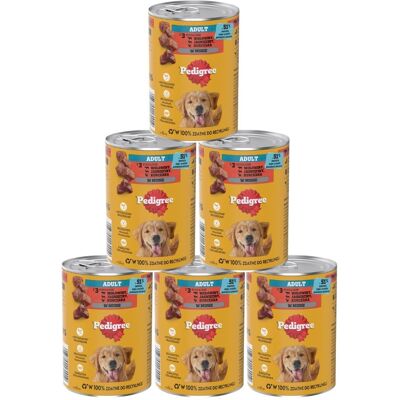 PEDIGREE Adult 6x400 g konzervy pro dospělé psy se 3 druhy: hovězím, jehněčím a kuřecím PEDIGREE Adult 6x400 g konzervy pro dospělé psy se 3 druhy: hovězím, jehněčím a kuřecím