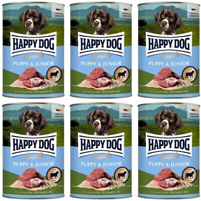 HAPPY DOG Sensible Puppy Junior Jehněčí a rýže 6x400 g konzervy pro štěňata a mladé psy HAPPY DOG Sensible Puppy Junior Jehněčí a rýže 6x400 g konzervy pro štěňata a mladé psy