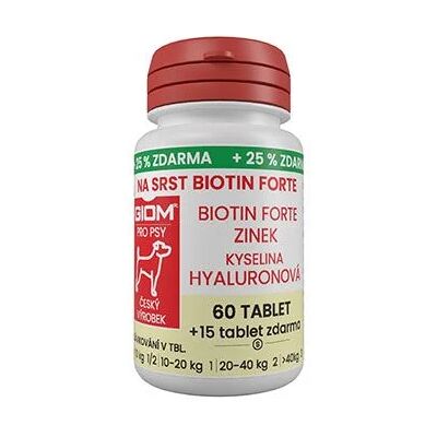 ZWILLING s.r.o. Giom Giom S pes Na srst Biotin FORTE 60 tbl+25% zdarma ZWILLING s.r.o. Giom Giom S pes Na srst Biotin FORTE 60 tbl+25% zdarma
