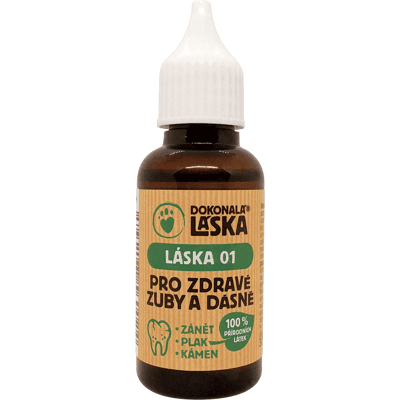 Dokonalá láska LÁSKA 01 Pro zdravé zuby a dásně - pro pejsky 30 ml Dokonalá láska LÁSKA 01 Pro zdravé zuby a dásně - pro pejsky 30 ml