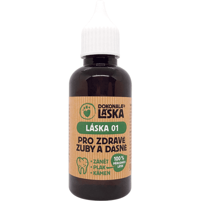 Dokonalá láska LÁSKA 01 Pro zdravé zuby a dásně - pro pejsky 50 ml Dokonalá láska LÁSKA 01 Pro zdravé zuby a dásně - pro pejsky 50 ml