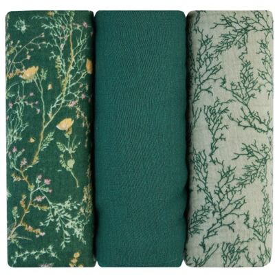 KikkaBoo Pleny mušelínové 75x75 cm 3ks Secret Garden Green KikkaBoo Pleny mušelínové 75x75 cm 3ks Secret Garden Green