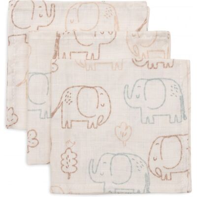 Jollein Ubrousky mušelínové 3 ks 31x31cm Elephant Tales Jollein Ubrousky mušelínové 3 ks 31x31cm Elephant Tales