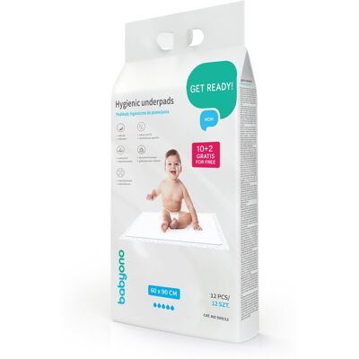 BABYONO Podložky přebalovací jednorázové 60x90 cm, 10 ks + 2 zdarma BABYONO Podložky přebalovací jednorázové 60x90 cm, 10 ks + 2 zdarma
