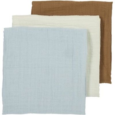 Meyco Mušelínové pleny 3-balení - Offwhite/light blue/toffee Meyco Mušelínové pleny 3-balení - Offwhite/light blue/toffee