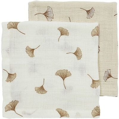 Meyco Mušelínové pleny Ginko 30x30 cm 2-balení - Off white/soft sand Meyco Mušelínové pleny Ginko 30x30 cm 2-balení - Off white/soft sand