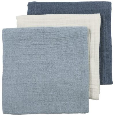 Meyco Mušelínové pleny 3-balení - Natural/jeans blue/indigo Meyco Mušelínové pleny 3-balení - Natural/jeans blue/indigo
