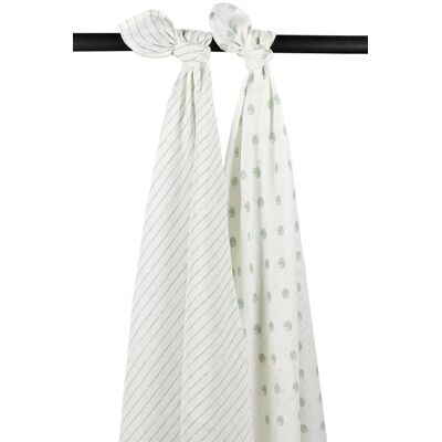 Meyco Mušelínové pleny 2-balení Dot stripe soft green Meyco Mušelínové pleny 2-balení Dot stripe soft green