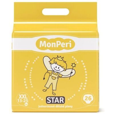 MonPeri STAR XXL 13-25kg (26ks) hypoalergenní jednorázové dětské pleny vel.6 MonPeri STAR XXL 13-25kg (26ks) hypoalergenní jednorázové dětské pleny vel.6