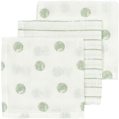Meyco Mušelínová plena-žínka 3-balení - Dot stripe soft green Meyco Mušelínová plena-žínka 3-balení - Dot stripe soft green