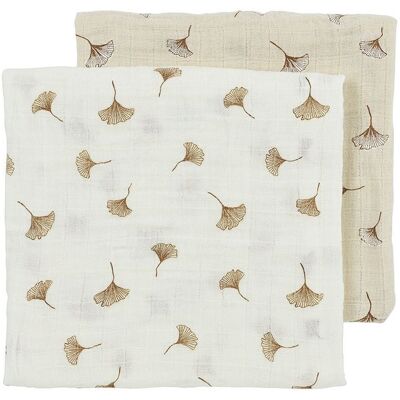 Meyco Mušelínové pleny Ginko 70x70 cm 2-balení - Off white/soft sand Meyco Mušelínové pleny Ginko 70x70 cm 2-balení - Off white/soft sand