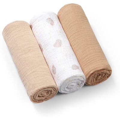 BABYONO Pleny mušelínové Super Soft 3 ks 70 x 70 cm - Beige BABYONO Pleny mušelínové Super Soft 3 ks 70 x 70 cm - Beige