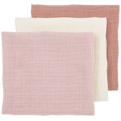 Meyco Mušelínové pleny 3-balení - Soft rose/rose/natural Meyco Mušelínové pleny 3-balení - Soft rose/rose/natural