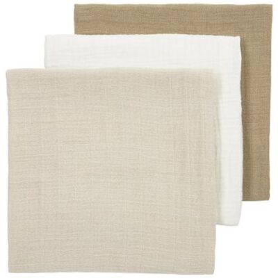 Meyco Mušelínové pleny 3-balení - Offwhite/soft sand/taupe Meyco Mušelínové pleny 3-balení - Offwhite/soft sand/taupe