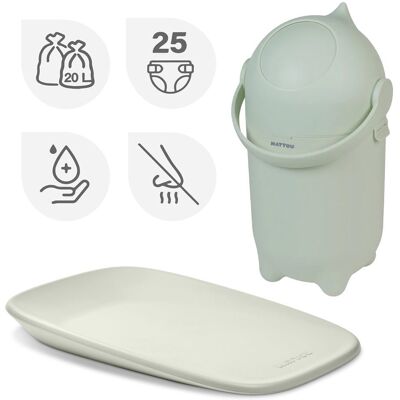 NATTOU Koš na pleny Dropy a přebalovací podložka Softy Beige 50x70 cm - NATTOU Koš na pleny Dropy a přebalovací podložka Softy Green 50x70 cm NATTOU Koš na pleny Dropy a přebalovací podložka Softy Beige 50x70 cm - NATTOU Koš na pleny Dropy a přebalovací podložka Softy Green 50x70 cm