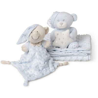 Interbaby Deka měkká kuličky + přítulka + medvídek - MODRÁ Interbaby Deka měkká kuličky + přítulka + medvídek - MODRÁ