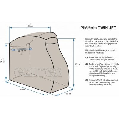 Emitex Pláštěnka na kočárek TWIN JET - černá Emitex Pláštěnka na kočárek TWIN JET - černá