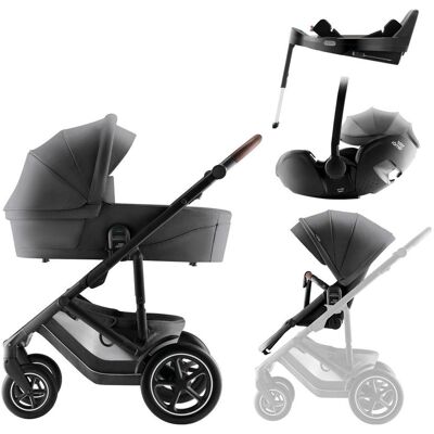 BRITAX RÖMER BRITAX-RÖMER Set kočárek Smile 5Z + hluboká korba + autosedačka Baby-Safe PRO + Vario Base 5Z Style - Mineral Grey BRITAX RÖMER BRITAX-RÖMER Set kočárek Smile 5Z + hluboká korba + autosedačka Baby-Safe PRO + Vario Base 5Z Style - Mineral Grey