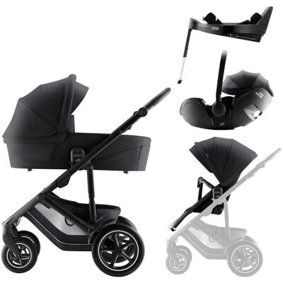 BRITAX RÖMER BRITAX-RÖMER Set kočárek Smile 5Z + hluboká korba + autosedačka Baby-Safe PRO + Vario Base 5Z Style - Carbon Black BRITAX RÖMER BRITAX-RÖMER Set kočárek Smile 5Z + hluboká korba + autosedačka Baby-Safe PRO + Vario Base 5Z Style - Carbon Black