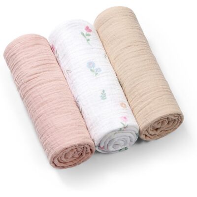 BABYONO Pleny mušelínové Super Soft 3 ks 70 x 70 cm - Pink BABYONO Pleny mušelínové Super Soft 3 ks 70 x 70 cm - Pink