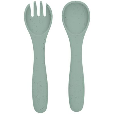 KikkaBoo Příbor 2-dílný Platinum Silicone Sage KikkaBoo Příbor 2-dílný Platinum Silicone Sage