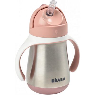 Beaba Hrnek termoizolační s brčkem nerez 250ml Pink Beaba Hrnek termoizolační s brčkem nerez 250ml Pink