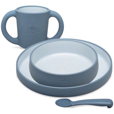 Interbaby JÍDELNÍ SET silikonový - modrý Interbaby JÍDELNÍ SET silikonový - modrý