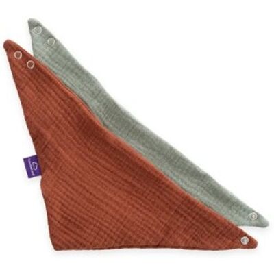 TRÄUMELAND Bandana Bib 2 ks Terrakotta & Salbei Grün TRÄUMELAND Bandana Bib 2 ks Terrakotta & Salbei Grün